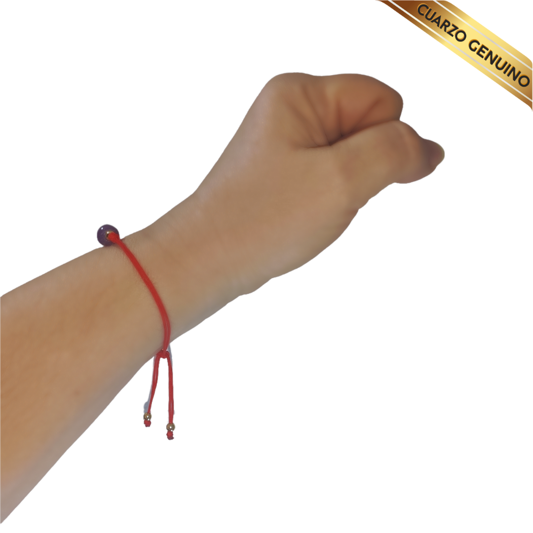 Pulsera Hilo Rojo Liso 1 Cuarzo Amatista