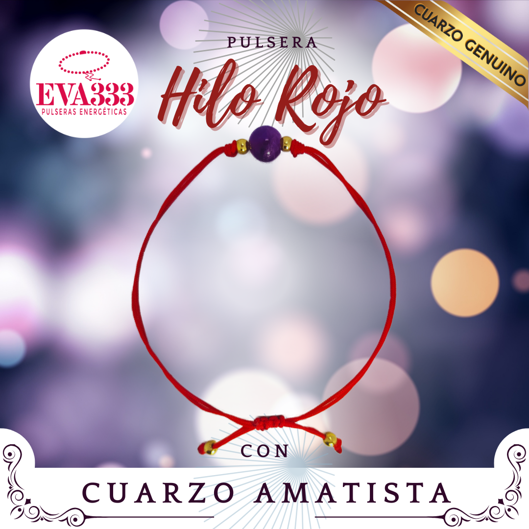 Pulsera Hilo Rojo Liso 1 Cuarzo Amatista