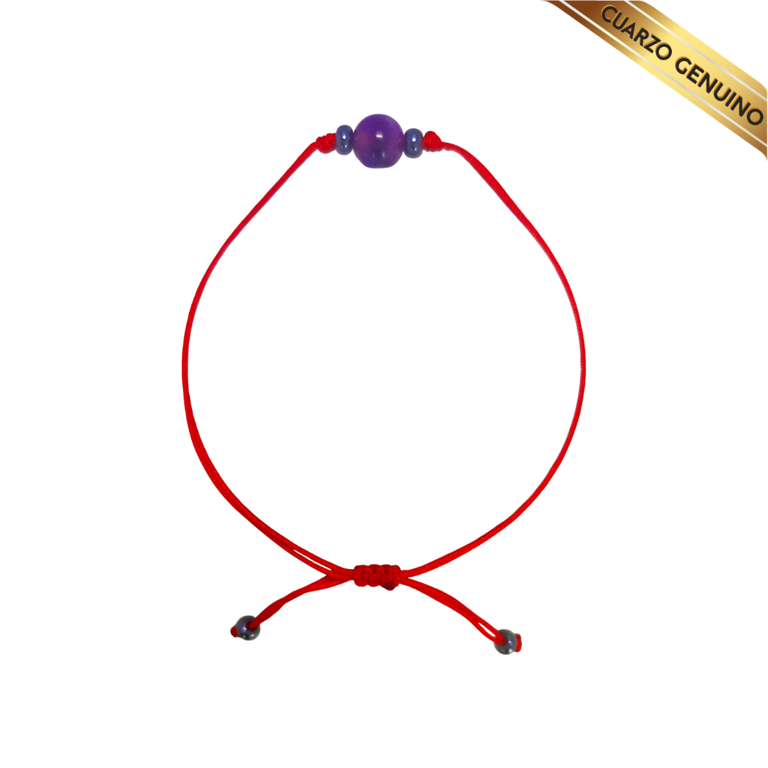 Pulsera Hilo Rojo Liso 1 Cuarzo Amatista