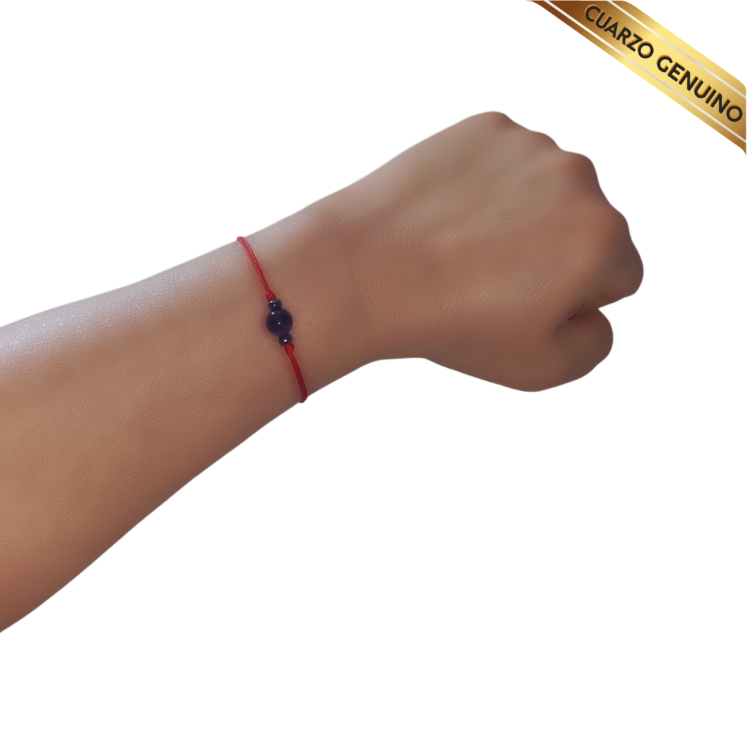 Pulsera Hilo Rojo Liso 1 Cuarzo Amatista
