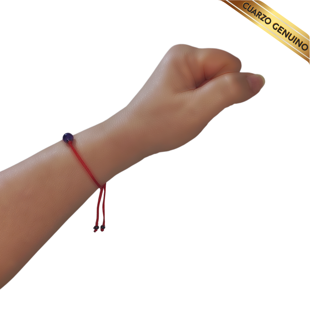 Pulsera Hilo Rojo Liso 1 Cuarzo Amatista