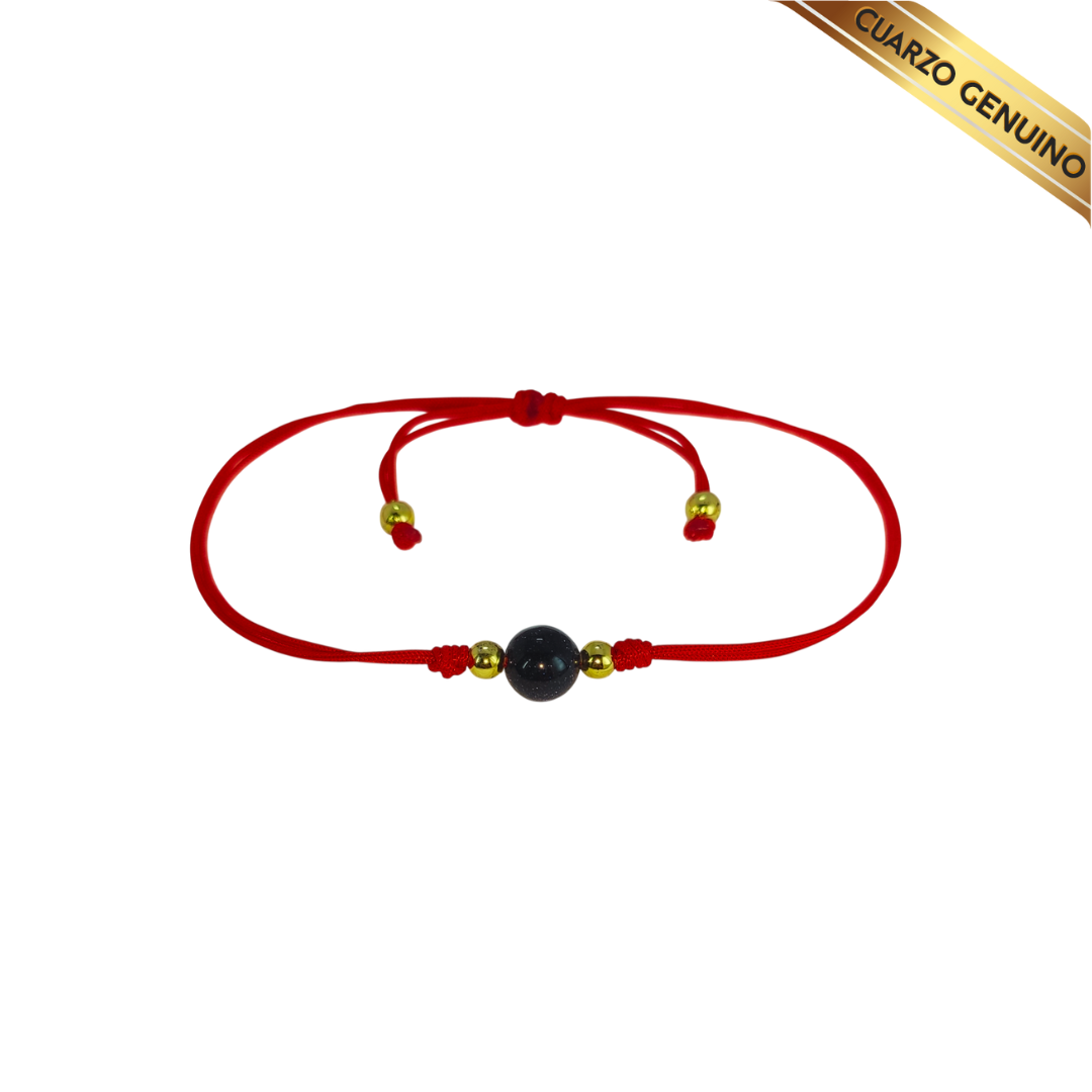 Pulsera Hilo Rojo Liso 1 Cuarzo Aventurina Azul