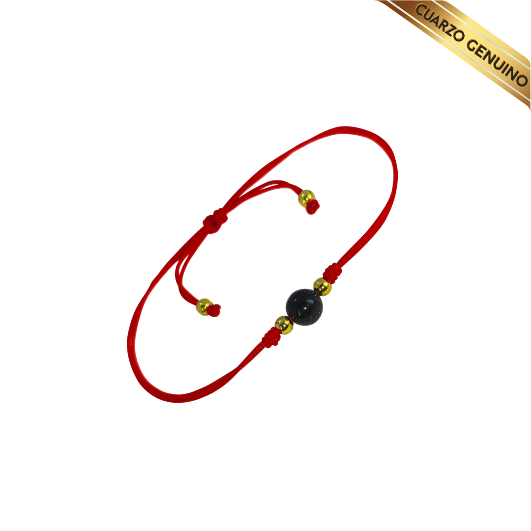 Pulsera Hilo Rojo Liso 1 Cuarzo Aventurina Azul