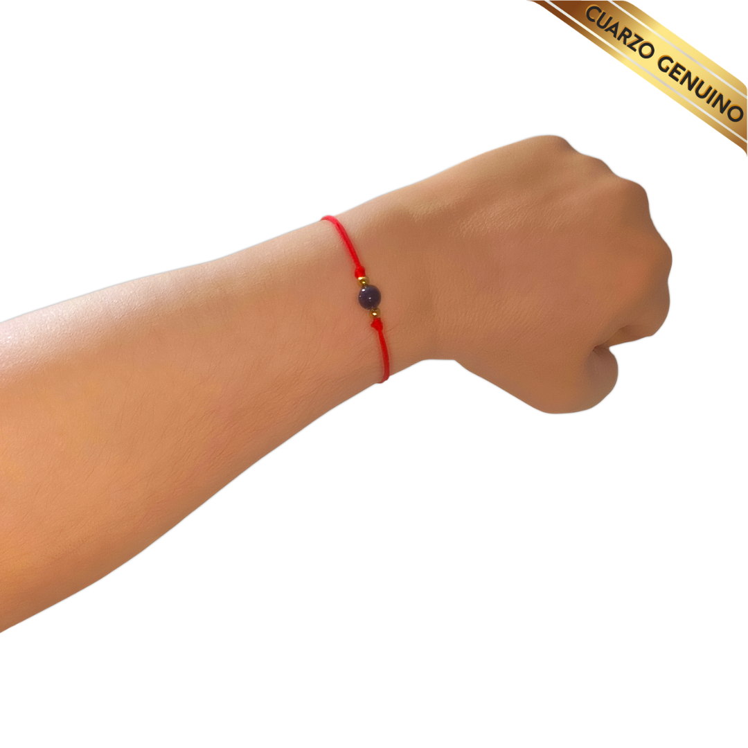 Pulsera Hilo Rojo Liso 1 Cuarzo Aventurina Azul