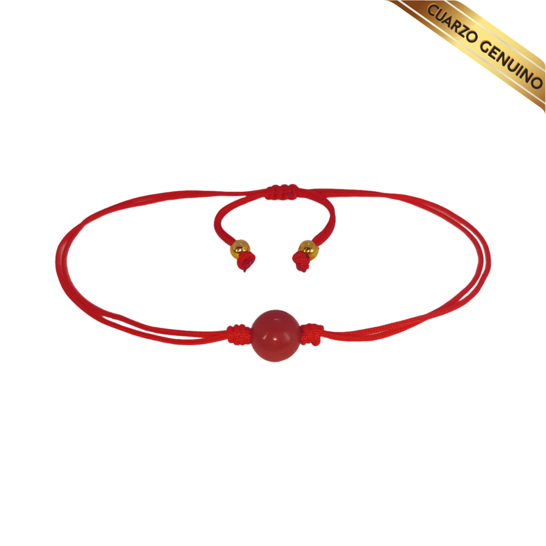 Pulsera Hilo Rojo Liso 1 Cuarzo Jaspe Rojo