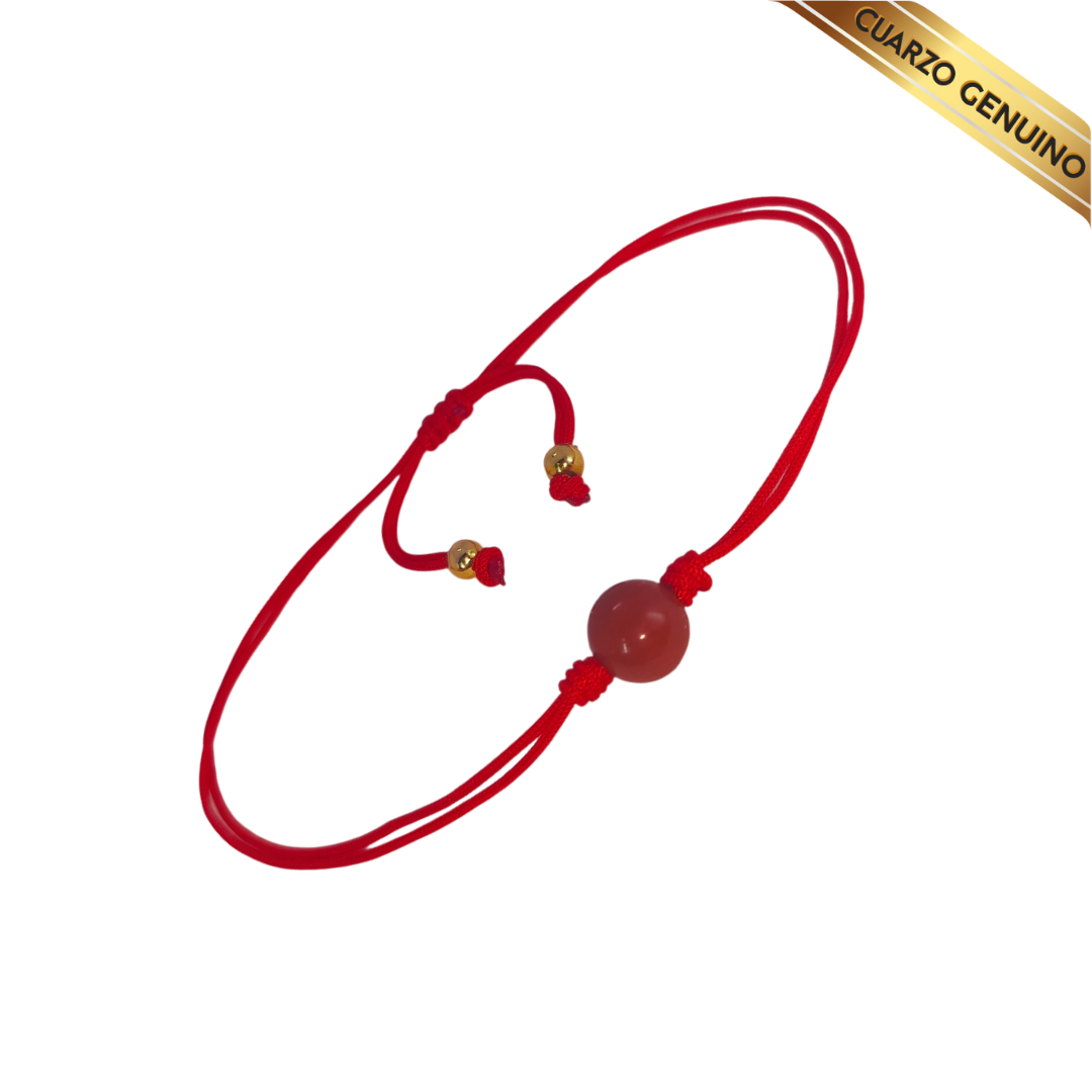Pulsera Hilo Rojo Liso 1 Cuarzo Jaspe Rojo