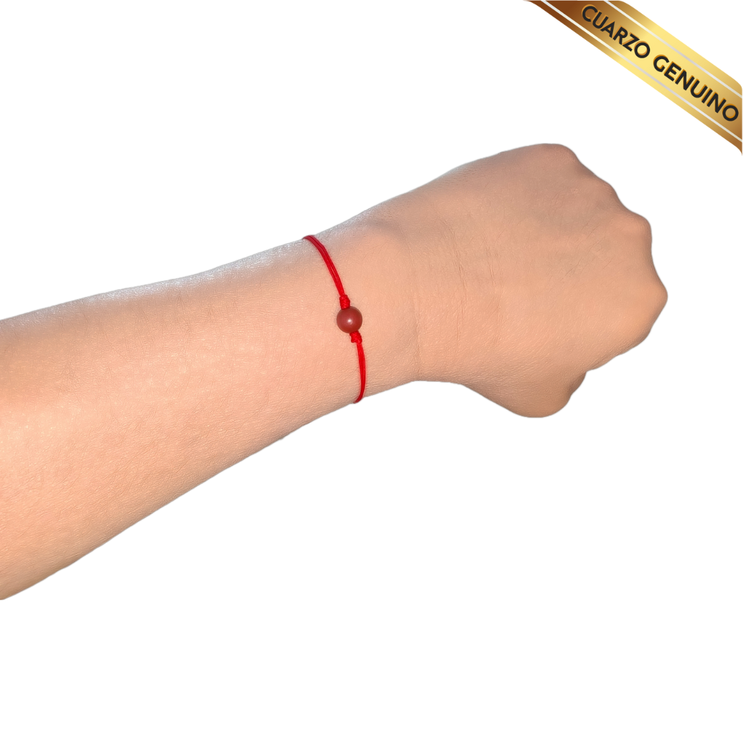Pulsera Hilo Rojo Liso 1 Cuarzo Jaspe Rojo