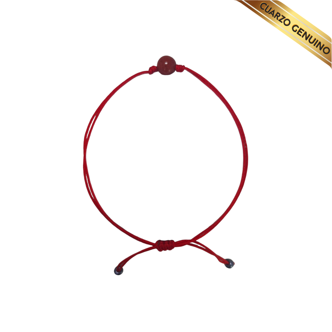 Pulsera Hilo Rojo Liso 1 Cuarzo Jaspe Rojo
