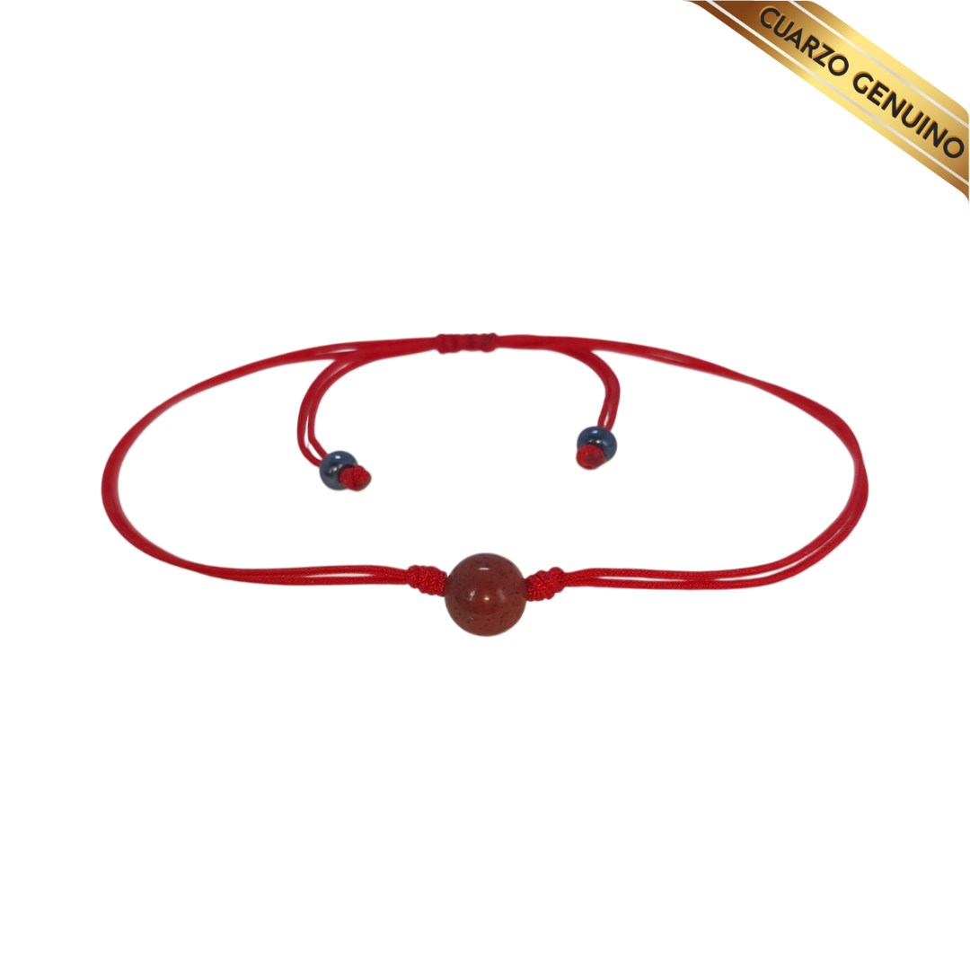 Pulsera Hilo Rojo Liso 1 Cuarzo Jaspe Rojo
