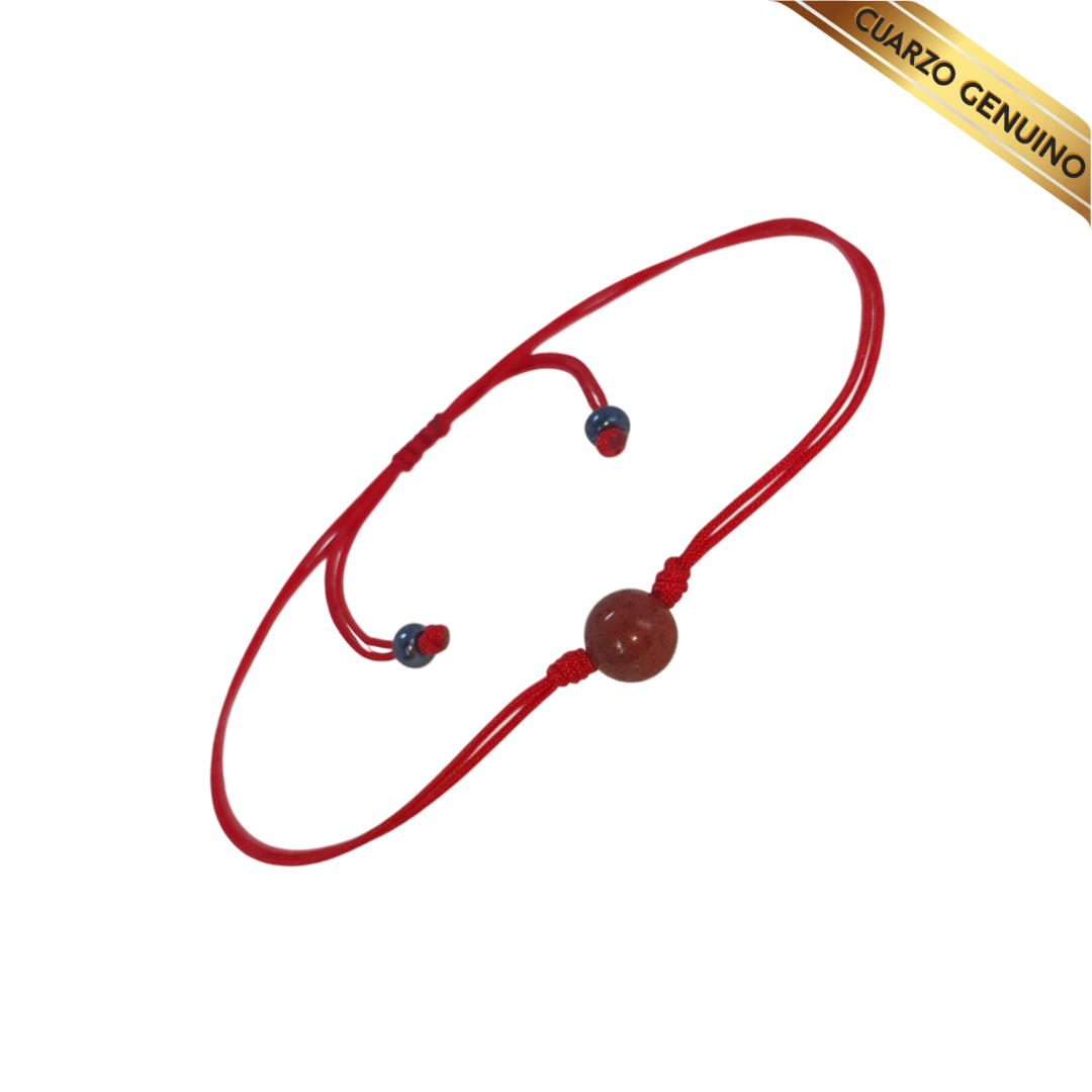 Pulsera Hilo Rojo Liso 1 Cuarzo Jaspe Rojo