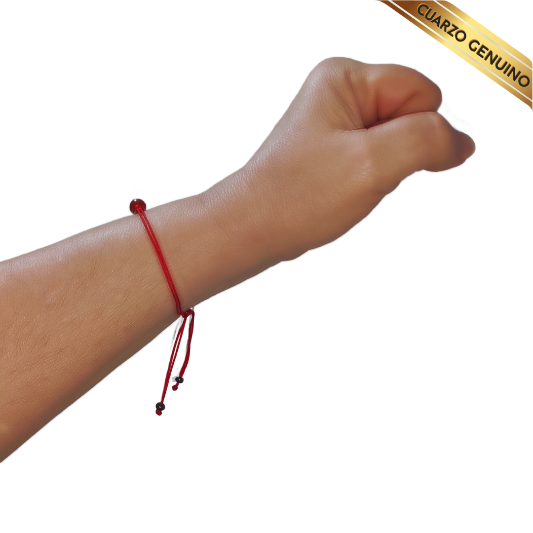 Pulsera Hilo Rojo Liso 1 Cuarzo Jaspe Rojo
