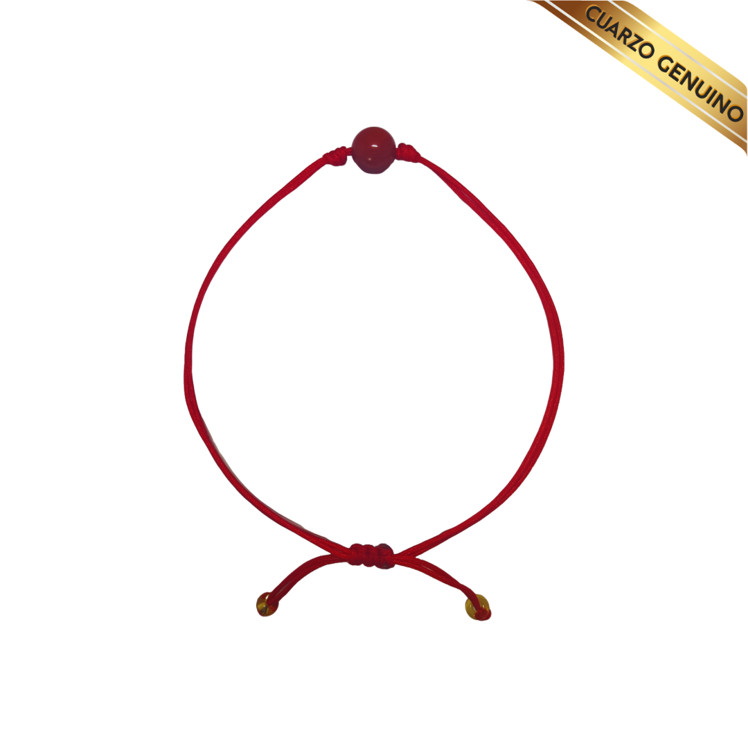 Pulsera Hilo Rojo Liso 1 Cuarzo Jaspe Rojo