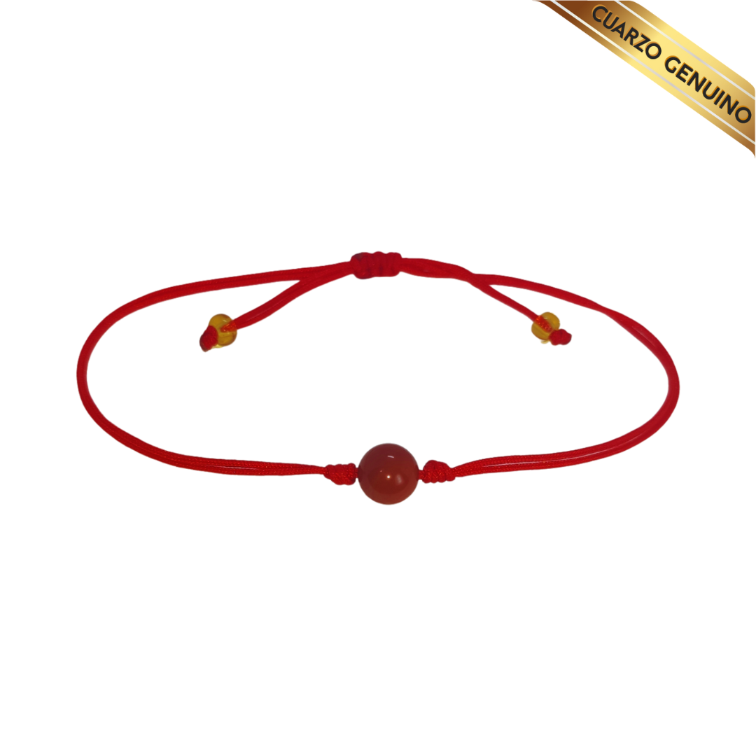 Pulsera Hilo Rojo Liso 1 Cuarzo Jaspe Rojo