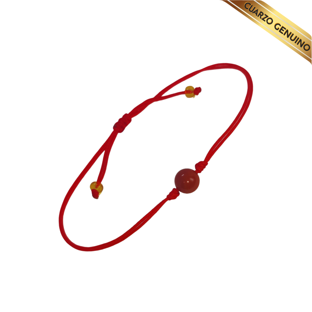 Pulsera Hilo Rojo Liso 1 Cuarzo Jaspe Rojo