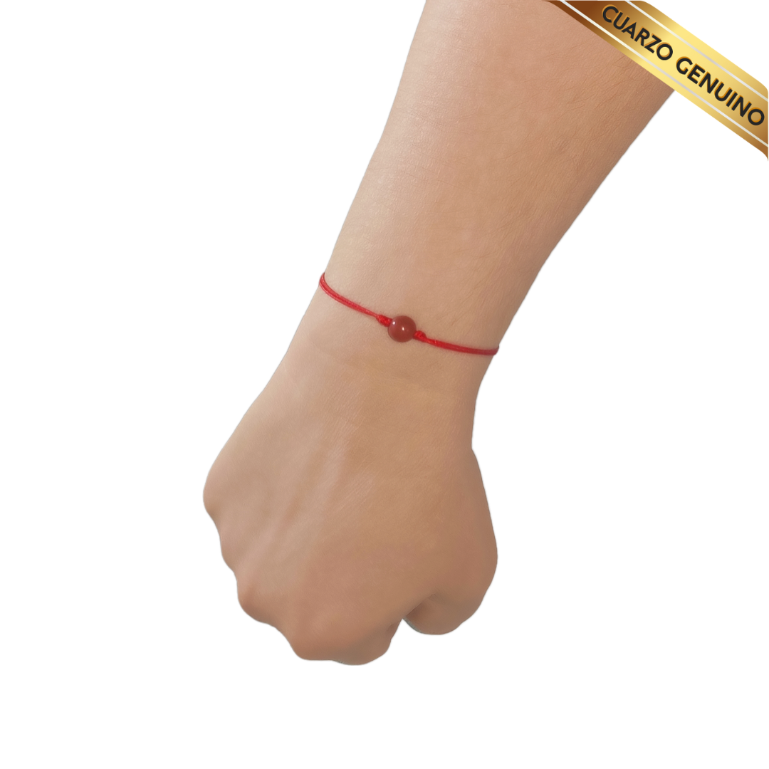 Pulsera Hilo Rojo Liso 1 Cuarzo Jaspe Rojo