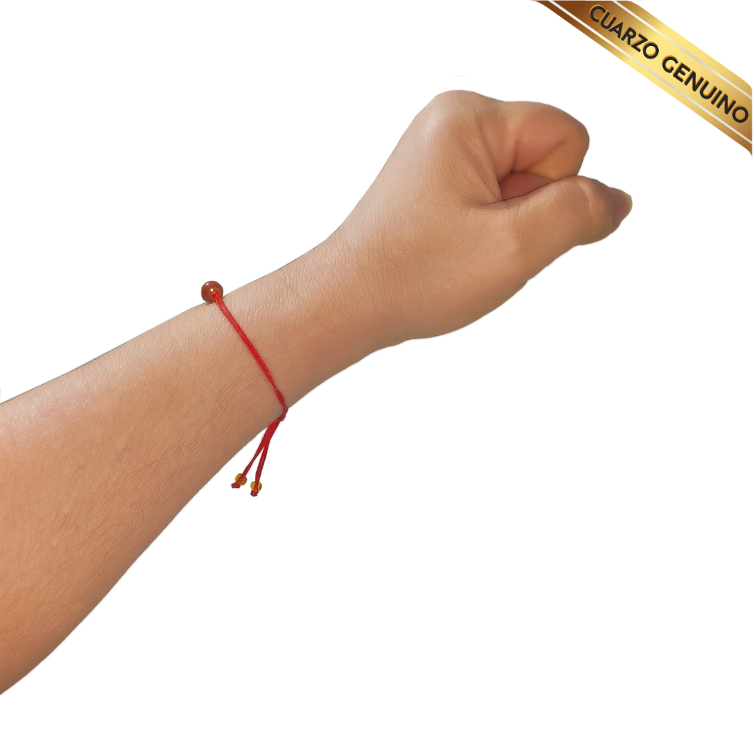 Pulsera Hilo Rojo Liso 1 Cuarzo Jaspe Rojo