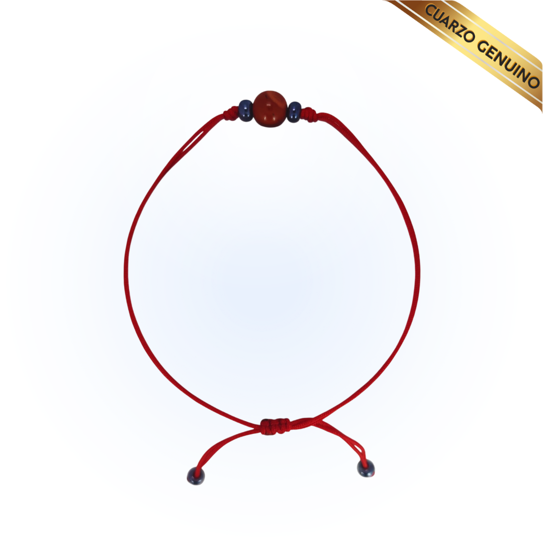 Pulsera Hilo Rojo Liso 1 Cuarzo Jaspe Rojo