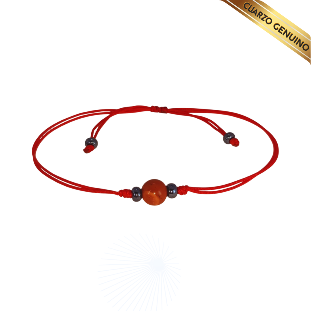 Pulsera Hilo Rojo Liso 1 Cuarzo Jaspe Rojo