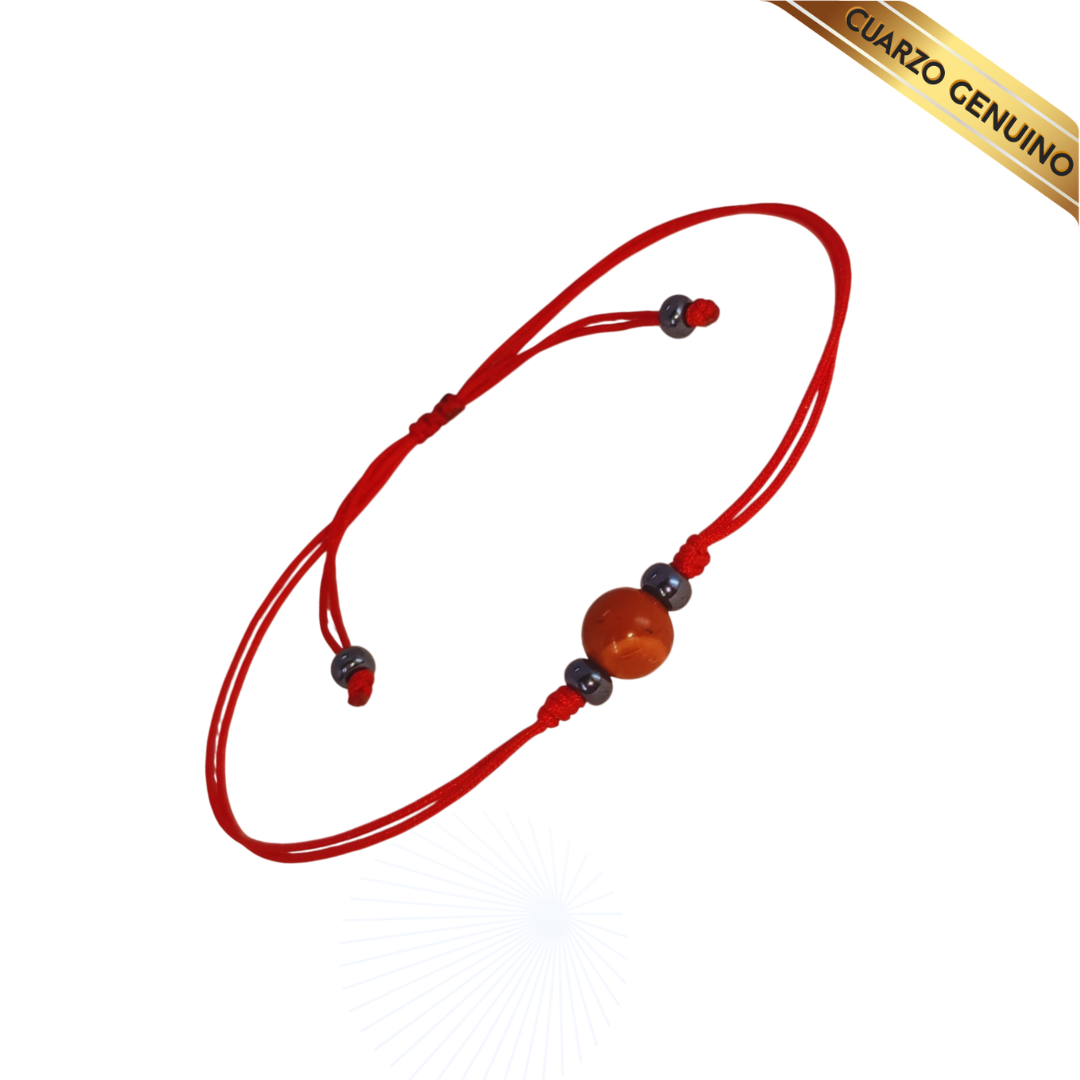 Pulsera Hilo Rojo Liso 1 Cuarzo Jaspe Rojo