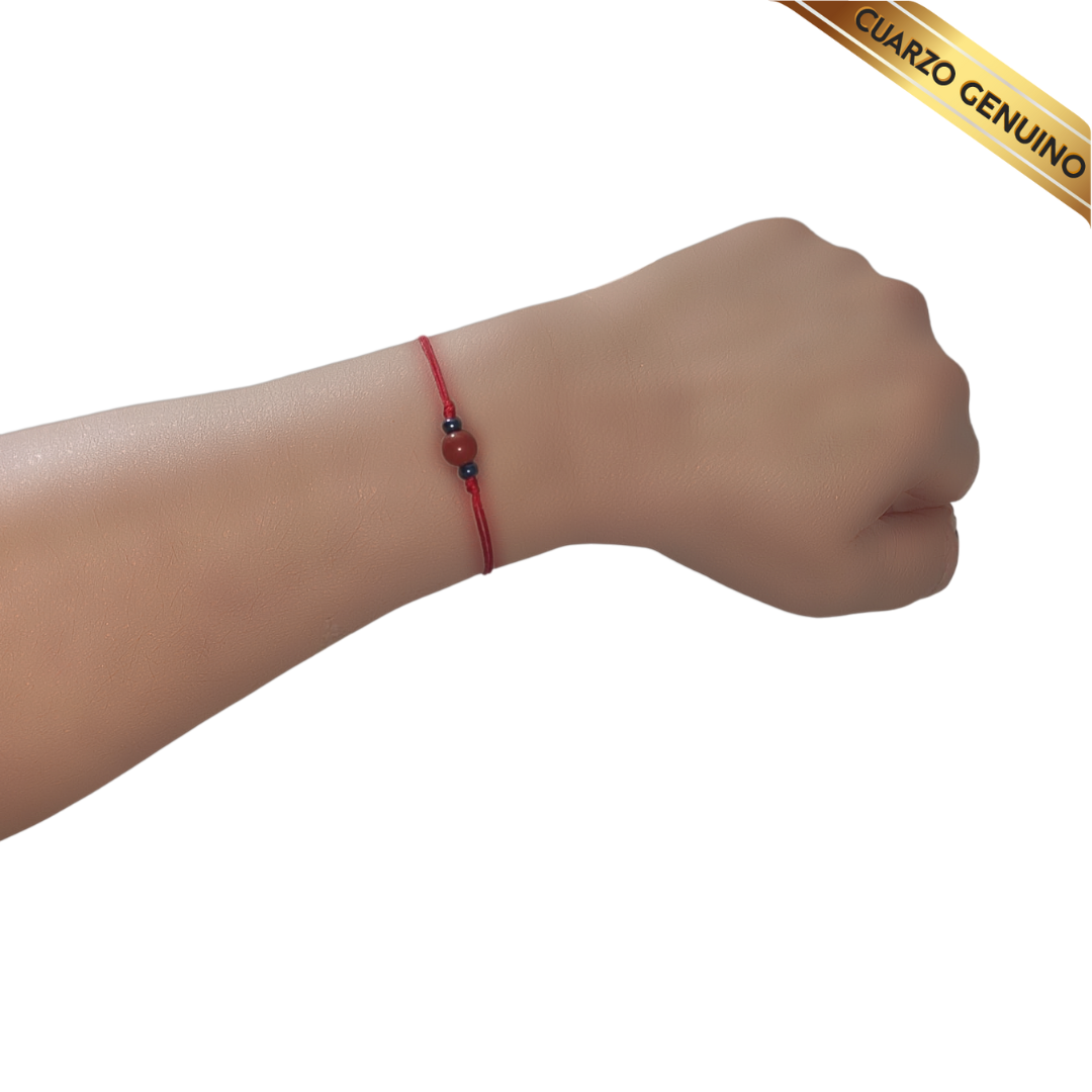 Pulsera Hilo Rojo Liso 1 Cuarzo Jaspe Rojo