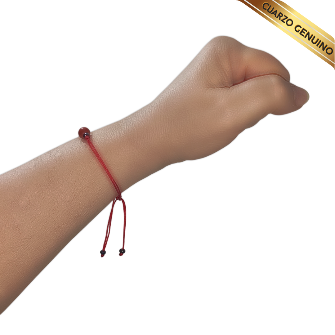 Pulsera Hilo Rojo Liso 1 Cuarzo Jaspe Rojo