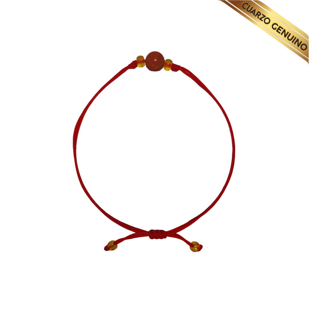 Pulsera Hilo Rojo Liso 1 Cuarzo Jaspe Rojo