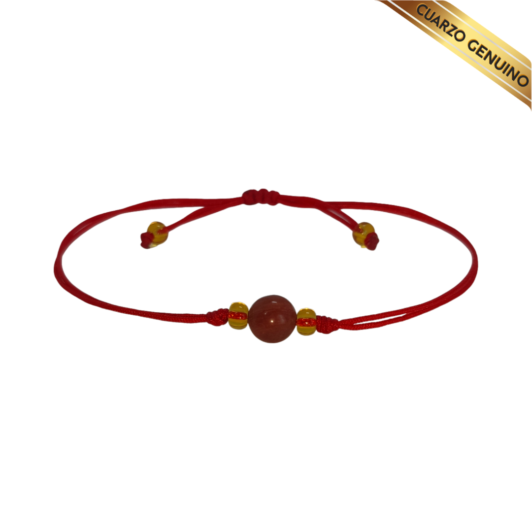 Pulsera Hilo Rojo Liso 1 Cuarzo Jaspe Rojo