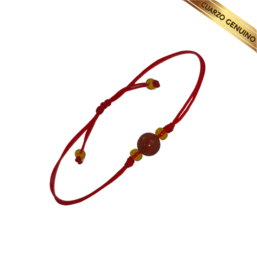 Pulsera Hilo Rojo Liso 1 Cuarzo Jaspe Rojo