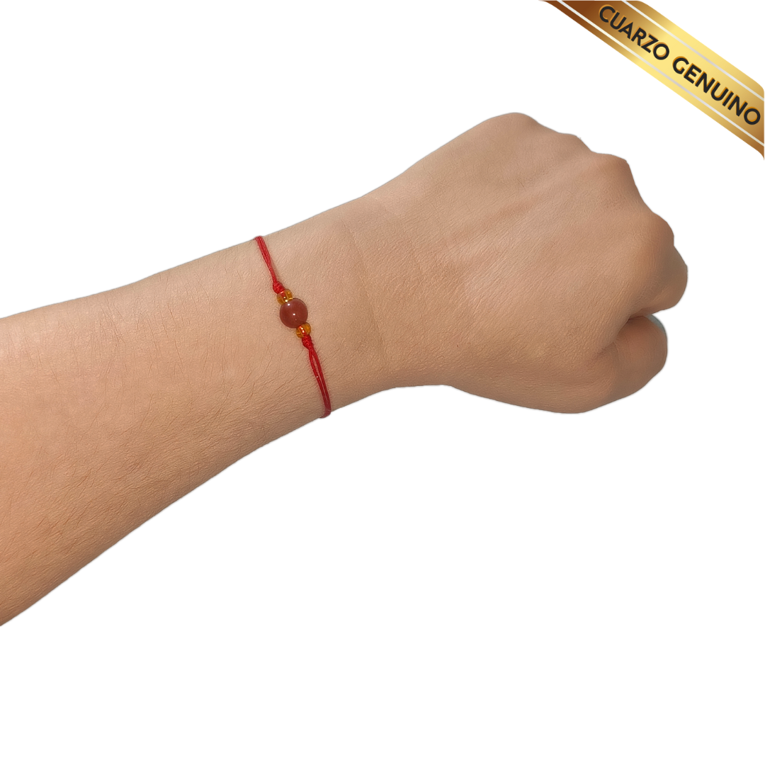 Pulsera Hilo Rojo Liso 1 Cuarzo Jaspe Rojo