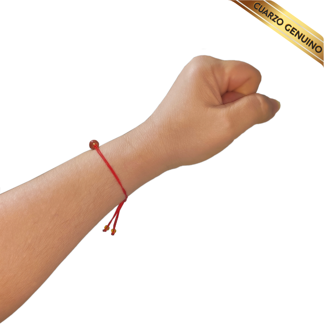 Pulsera Hilo Rojo Liso 1 Cuarzo Jaspe Rojo