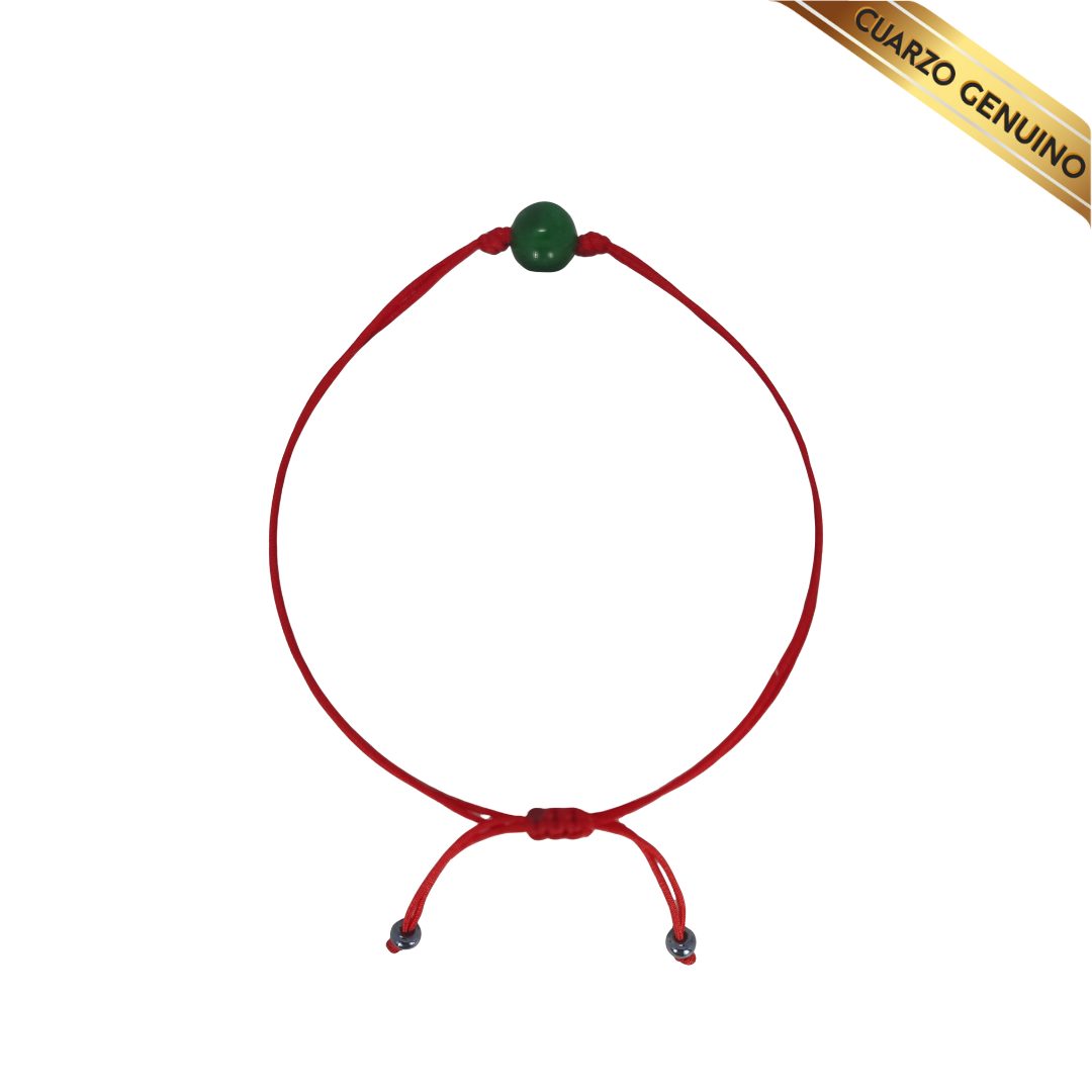 Pulsera Hilo Rojo Liso 1 Cuarzo Jaspe Verde