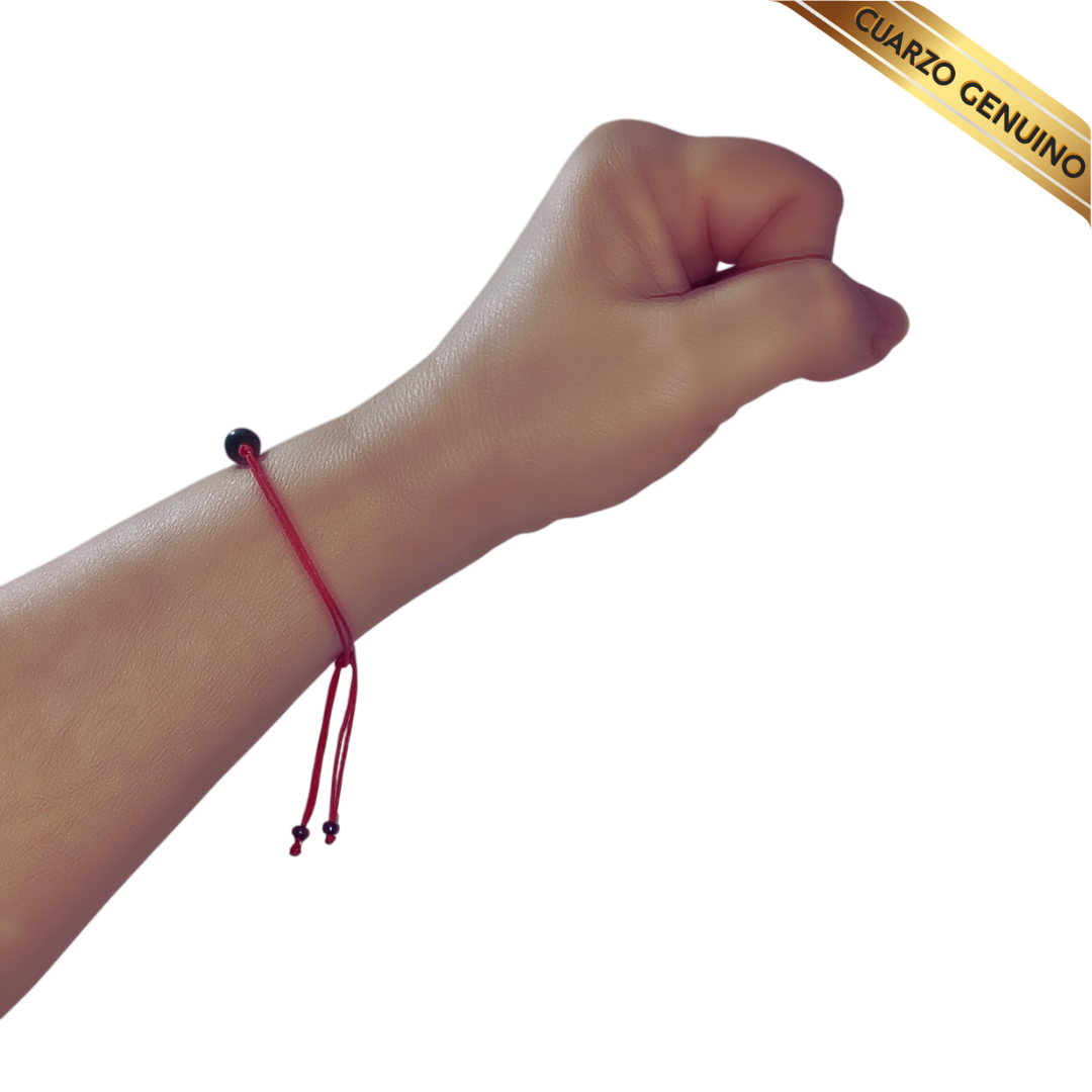 Pulsera Hilo Rojo Liso 1 Cuarzo Jaspe Verde
