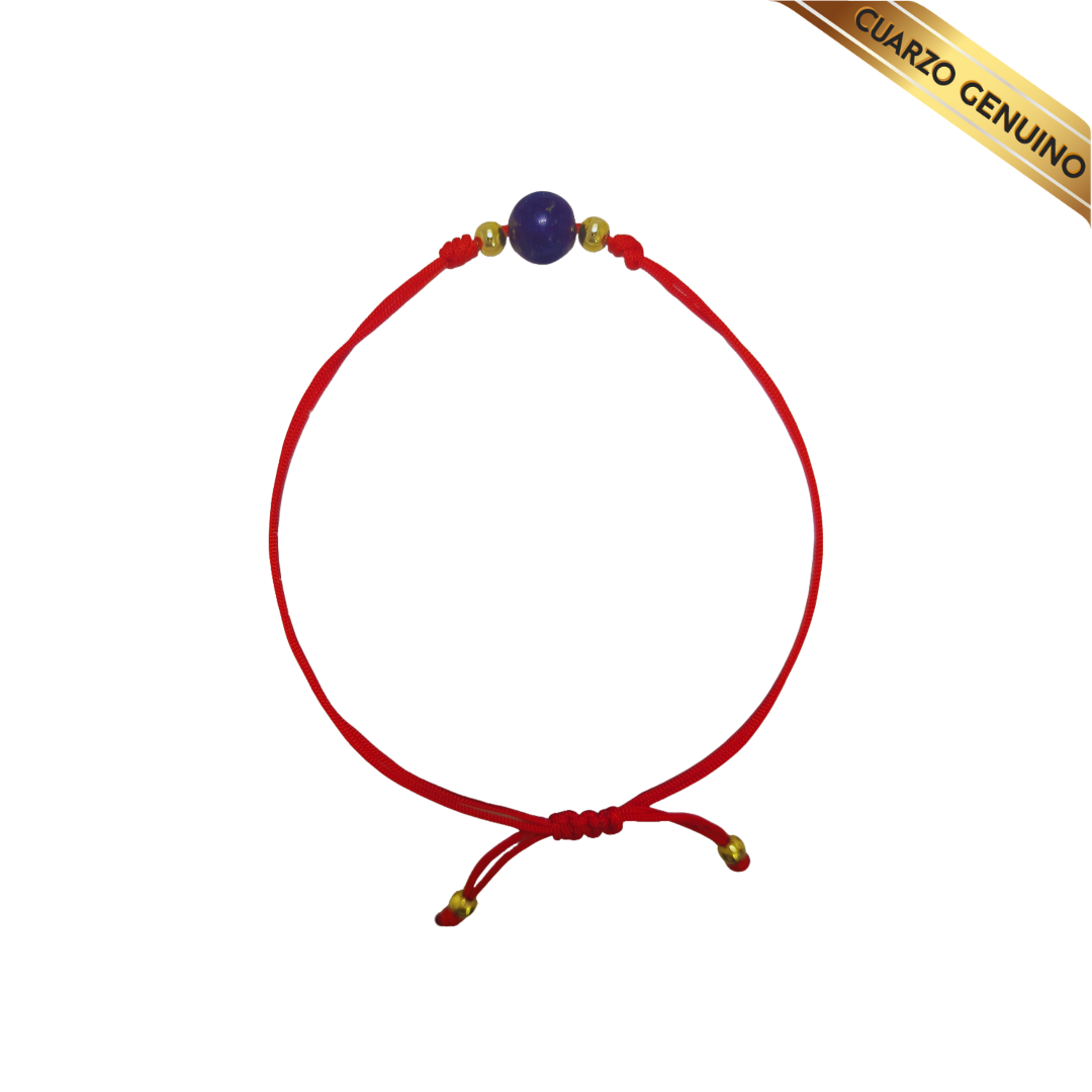 Pulsera Hilo Rojo Liso 1 Cuarzo Lapislázuli