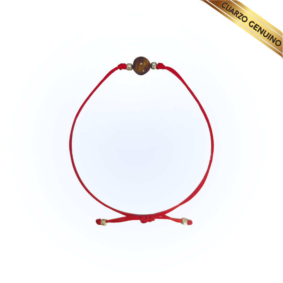 Pulsera Hilo Rojo Liso 1 Cuarzo Ojo de Tigre