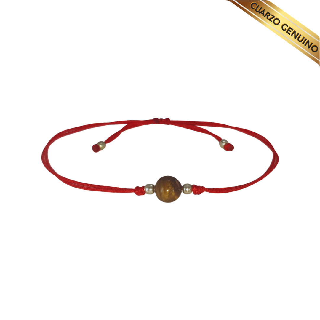 Pulsera Hilo Rojo Liso 1 Cuarzo Ojo de Tigre