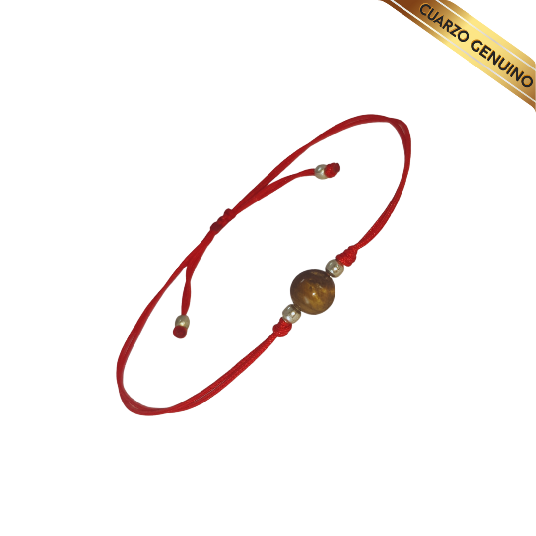Pulsera Hilo Rojo Liso 1 Cuarzo Ojo de Tigre