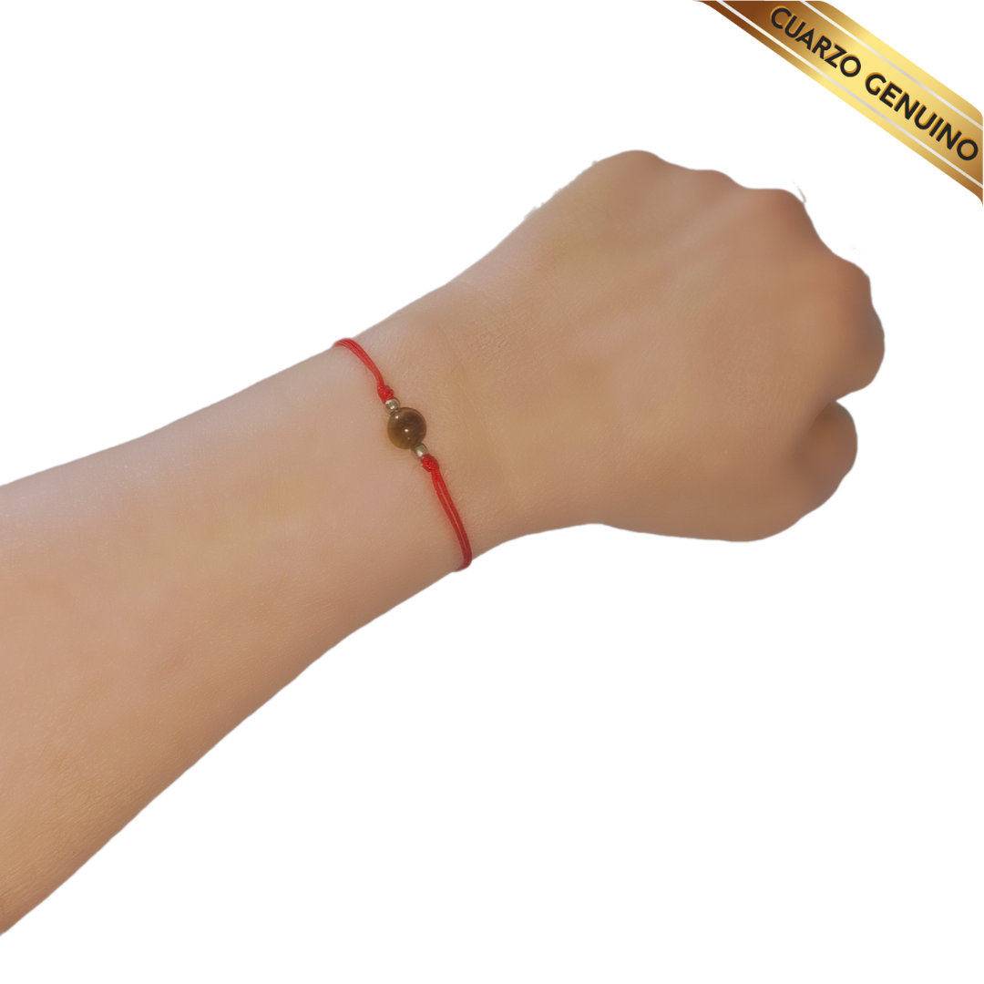 Pulsera Hilo Rojo Liso 1 Cuarzo Ojo de Tigre