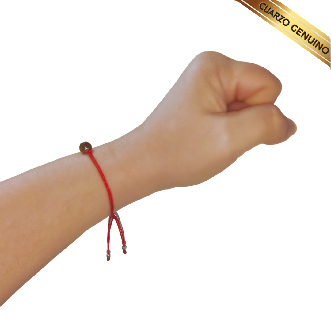 Pulsera Hilo Rojo Liso 1 Cuarzo Ojo de Tigre