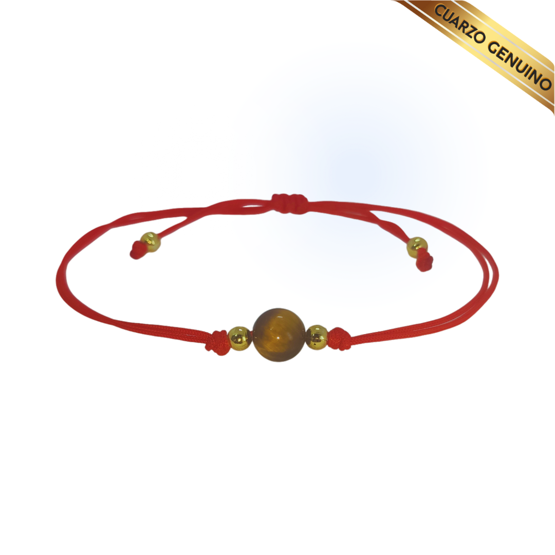 Pulsera Hilo Rojo Liso 1 Cuarzo Ojo de Tigre