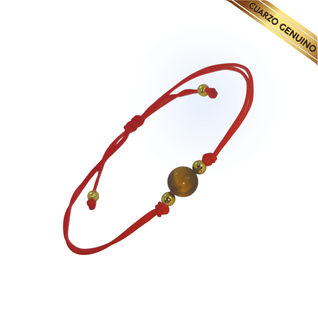 Pulsera Hilo Rojo Liso 1 Cuarzo Ojo de Tigre