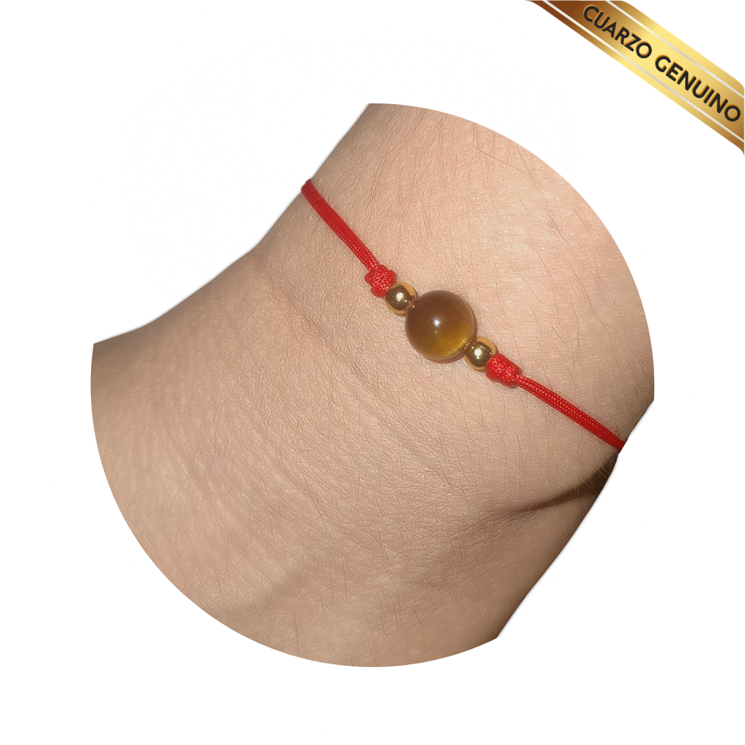 Pulsera Hilo Rojo Liso 1 Cuarzo Ojo de Tigre