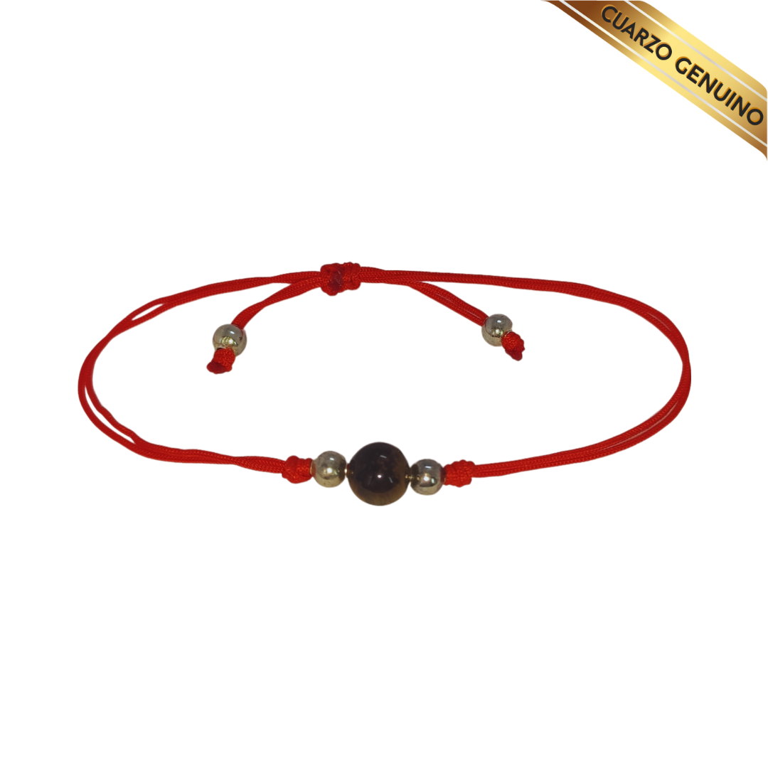 Pulsera Hilo Rojo Liso 1 Cuarzo Ojo de Tigre