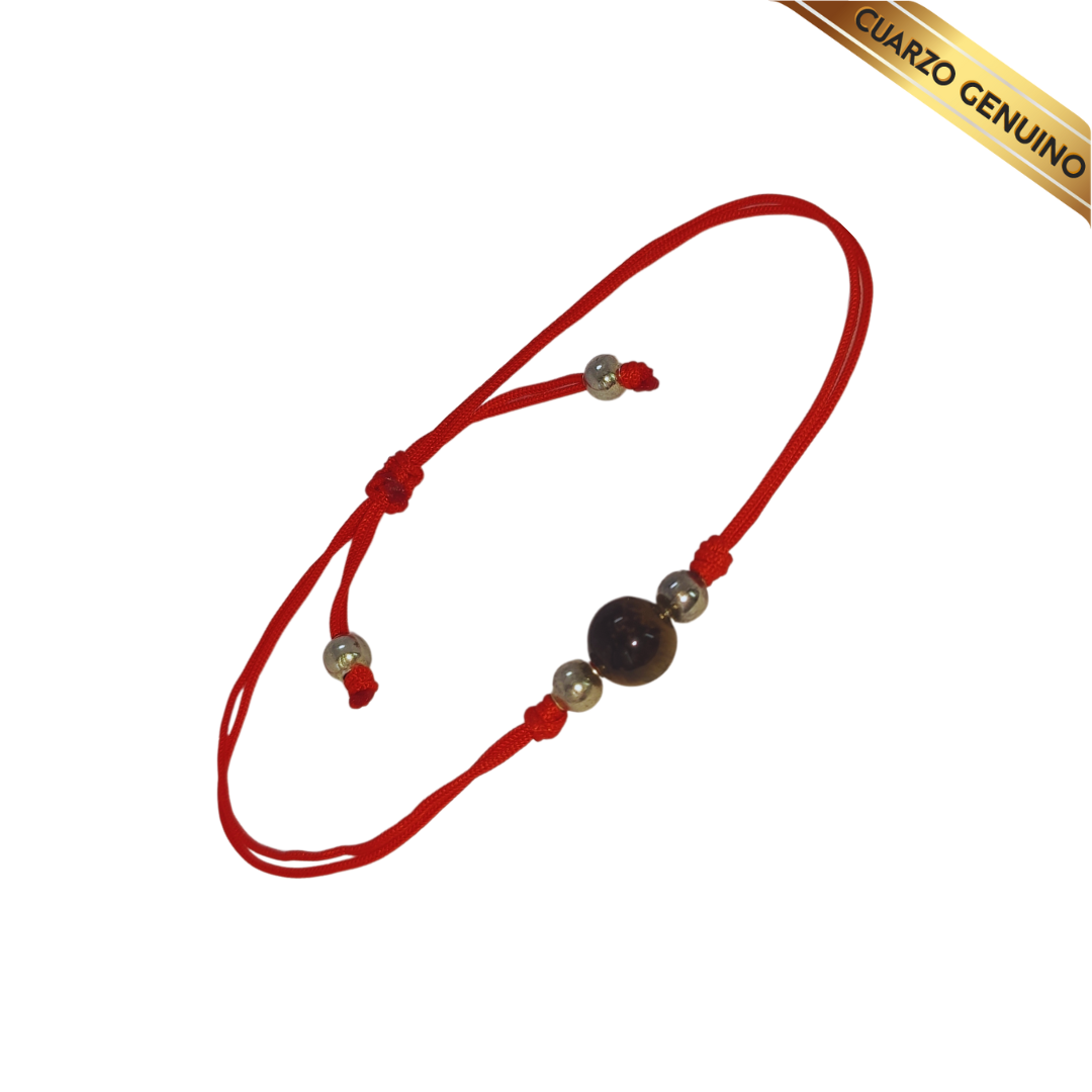 Pulsera Hilo Rojo Liso 1 Cuarzo Ojo de Tigre