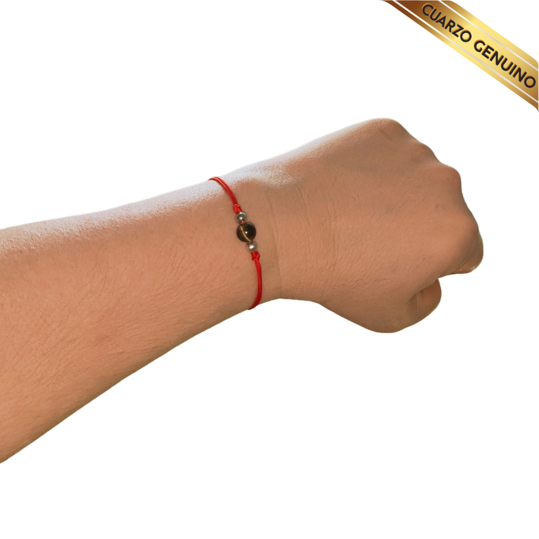 Pulsera Hilo Rojo Liso 1 Cuarzo Ojo de Tigre