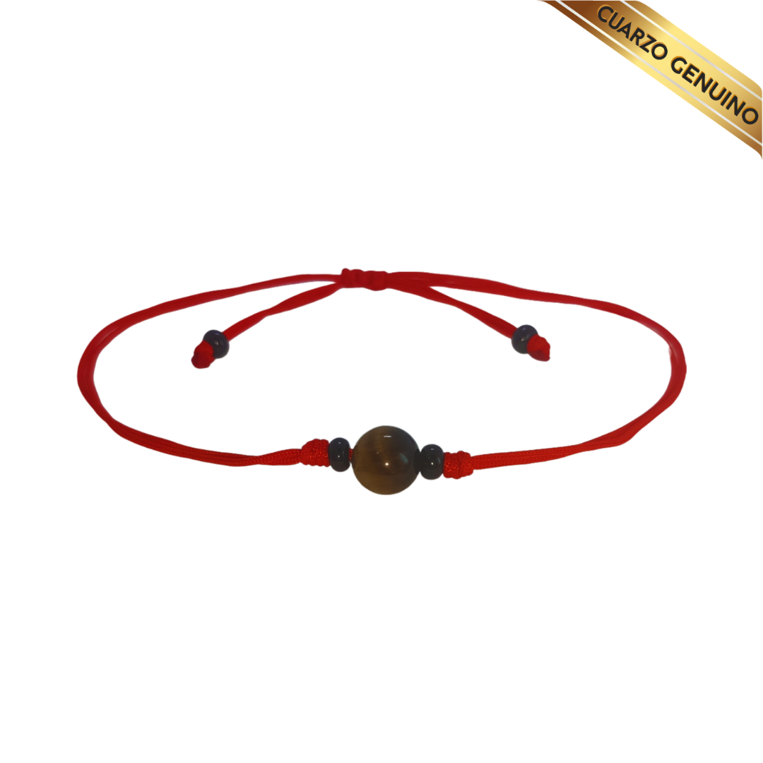 Pulsera Hilo Rojo Liso 1 Cuarzo Ojo de Tigre