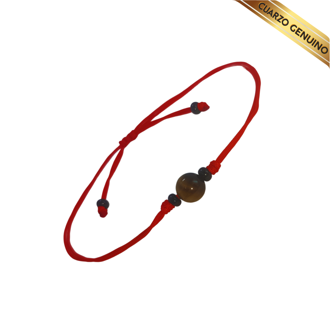 Pulsera Hilo Rojo Liso 1 Cuarzo Ojo de Tigre
