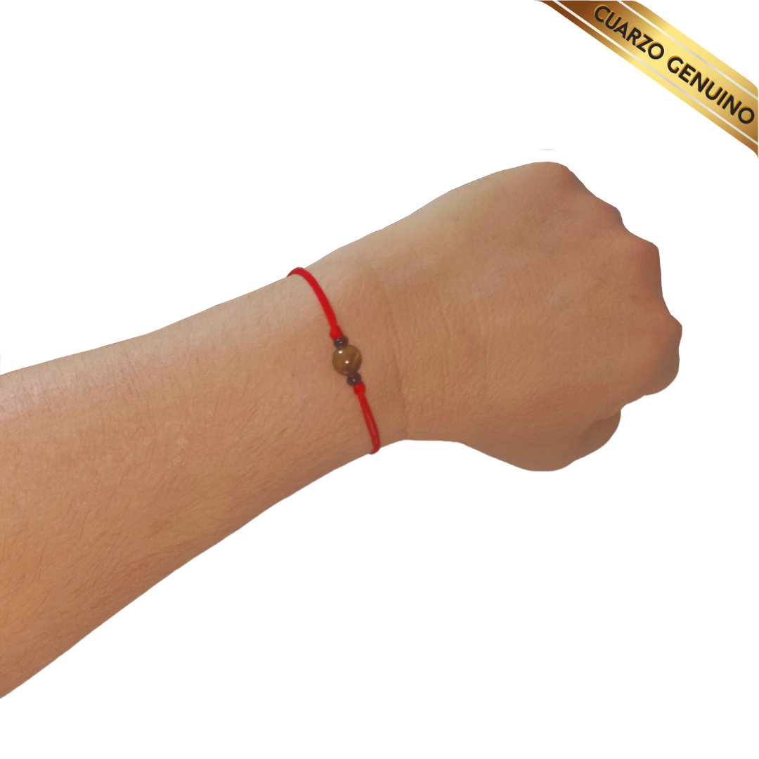 Pulsera Hilo Rojo Liso 1 Cuarzo Ojo de Tigre