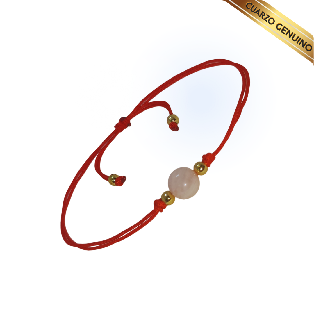 Pulsera Hilo Rojo Liso 1 Cuarzo Rosa