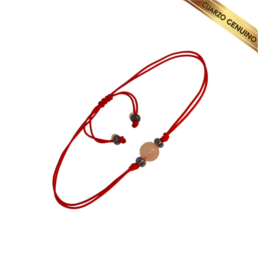 Pulsera Hilo Rojo Liso 1 Cuarzo Rosa