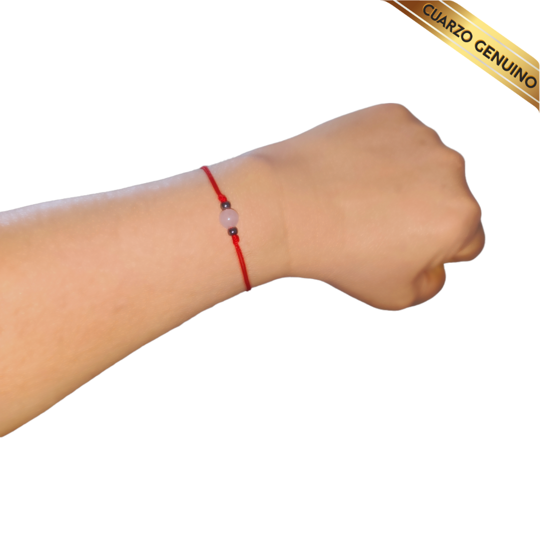 Pulsera Hilo Rojo Liso 1 Cuarzo Rosa